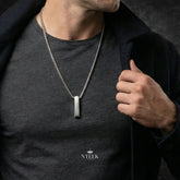 Axis Vertical Bar Pendant – 6mm Titanium Steel, 24 inch Round Box Chain (Men & Boys)