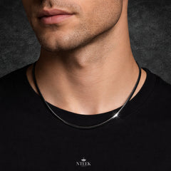 Black Stainless Steel Snake Chain Necklace – 18-Inch